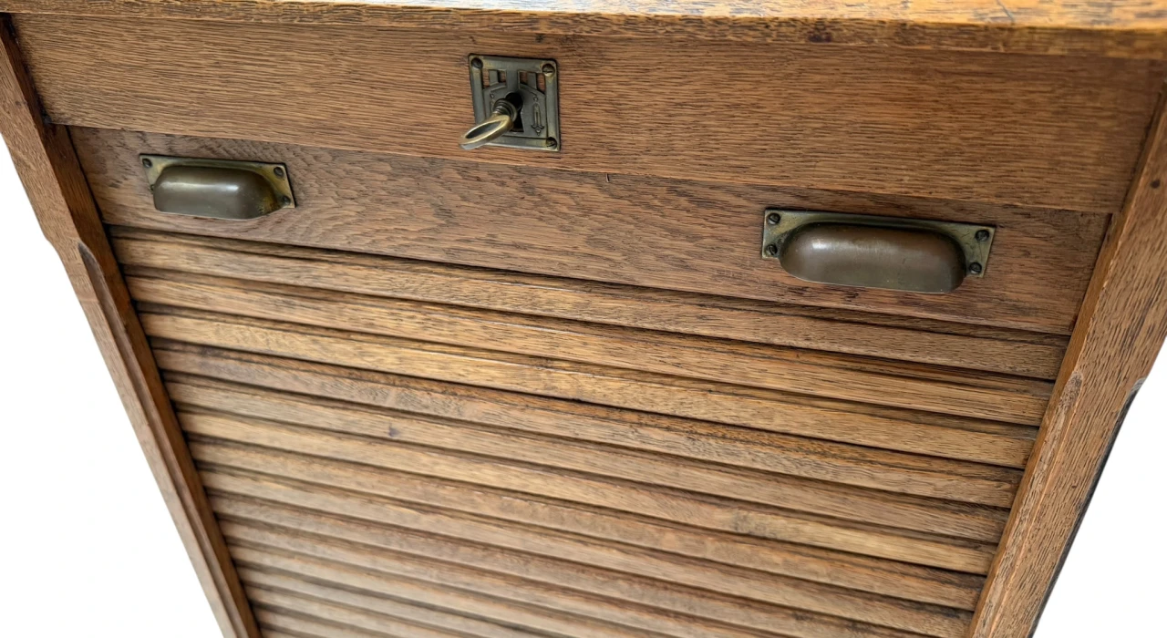 Art Nouveau Filing Cabinet with Tambour Shutter Door, 1900s